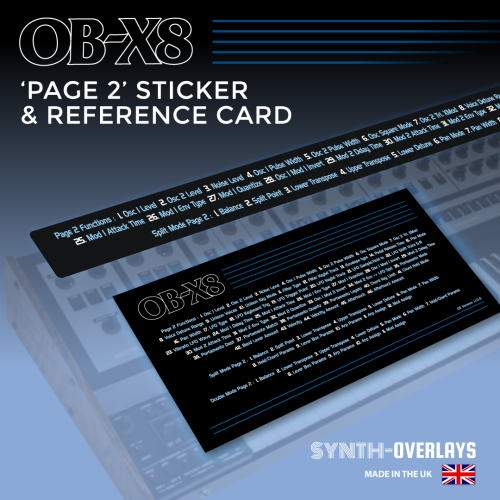 OB-X8 'Page 2' Sticker & Reference Card